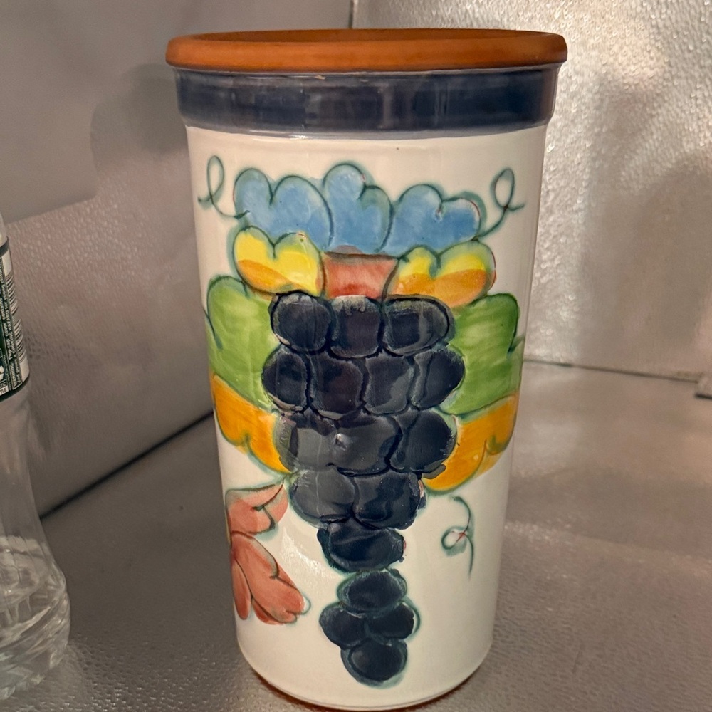 Vintage Hand Painted wine cooler or vase made in Portugal